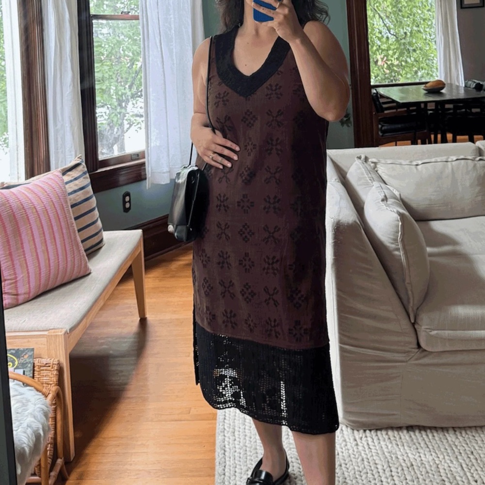 Ace & Jig Crochet Midi Beth Dress in Ganache